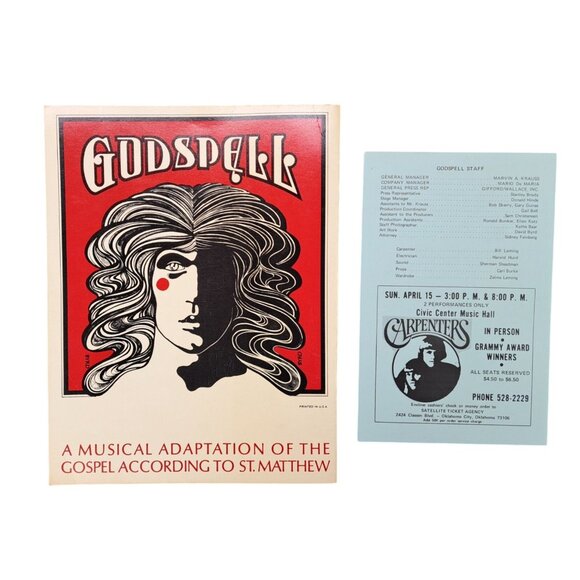 Vintage Godspell Musical Program Ticket 1970s Carpenters Concert Advertisement - Picture 4 of 16